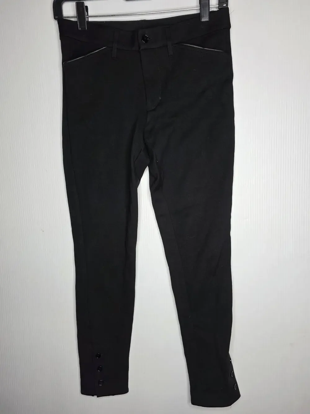 Ralph Lauren Size S Black Slim Fit Trousers With Leather-Look Trim